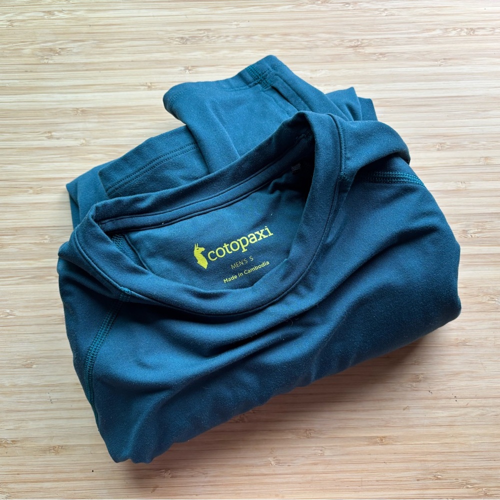 cotopaxi Men's Long Sleeve Shirt in Teal with Lime Logo